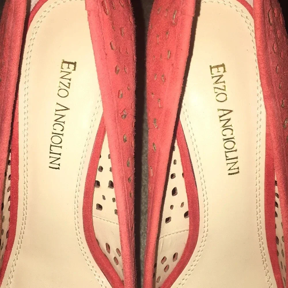 Enzo Angiolini Orange Laser Suede Platform Pumps